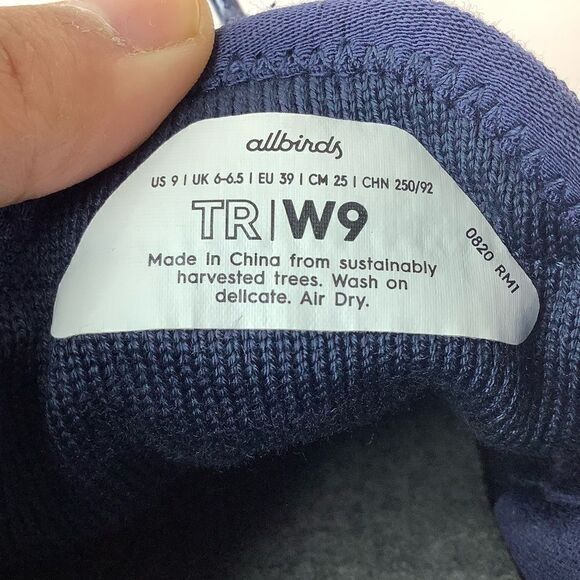 Allbirds Tree Runners Navy Blue/White Thermoregulating Women Sneakers Sz 9W - Picture 10 of 10